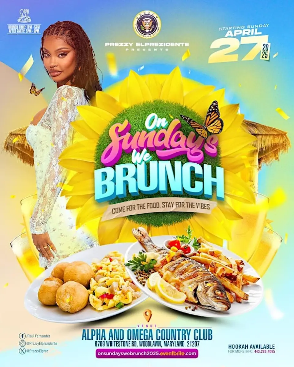 On Sundays We Brunch flyer or graphic.