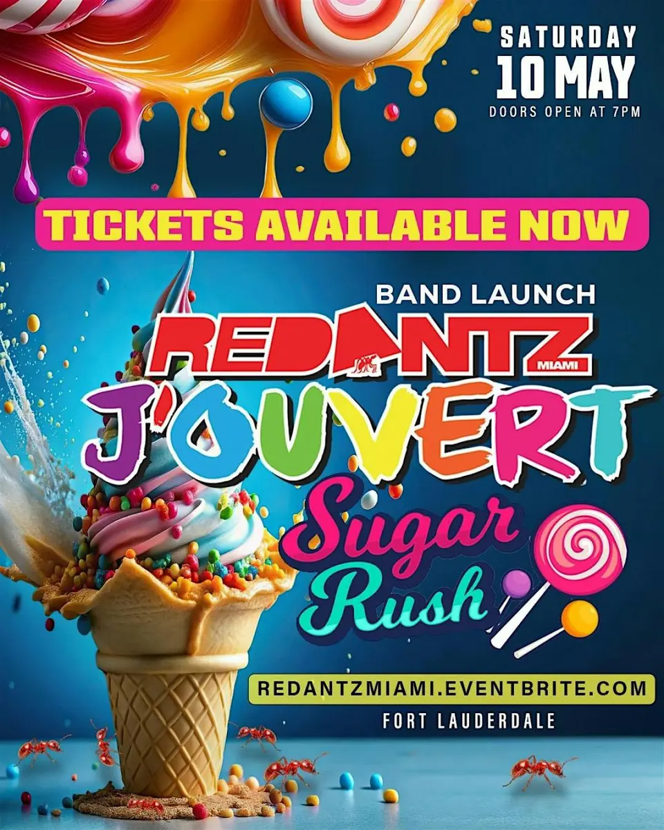 Red Antz Miami Jouvert Band Launch flyer or graphic.