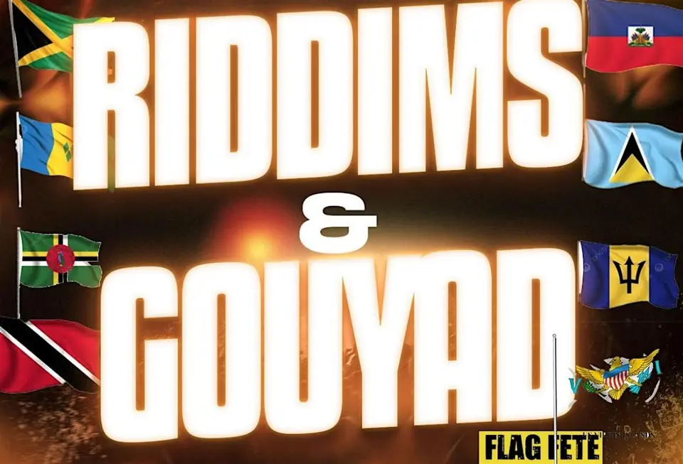 Riddims & Gouyad: Flag Fete flyer or graphic.