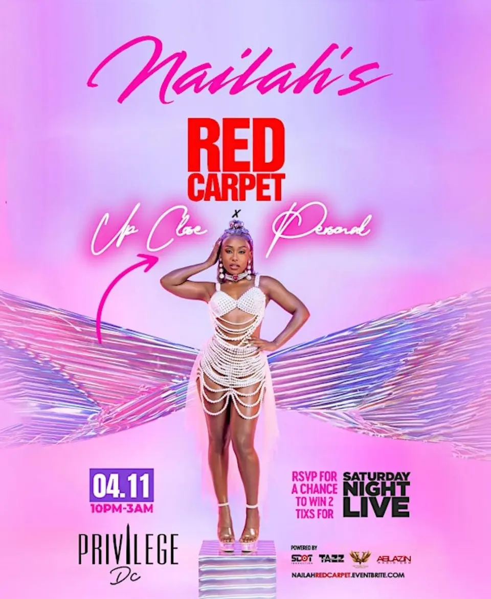 SNL Red Carpet w/Nailah Blackman flyer or graphic.