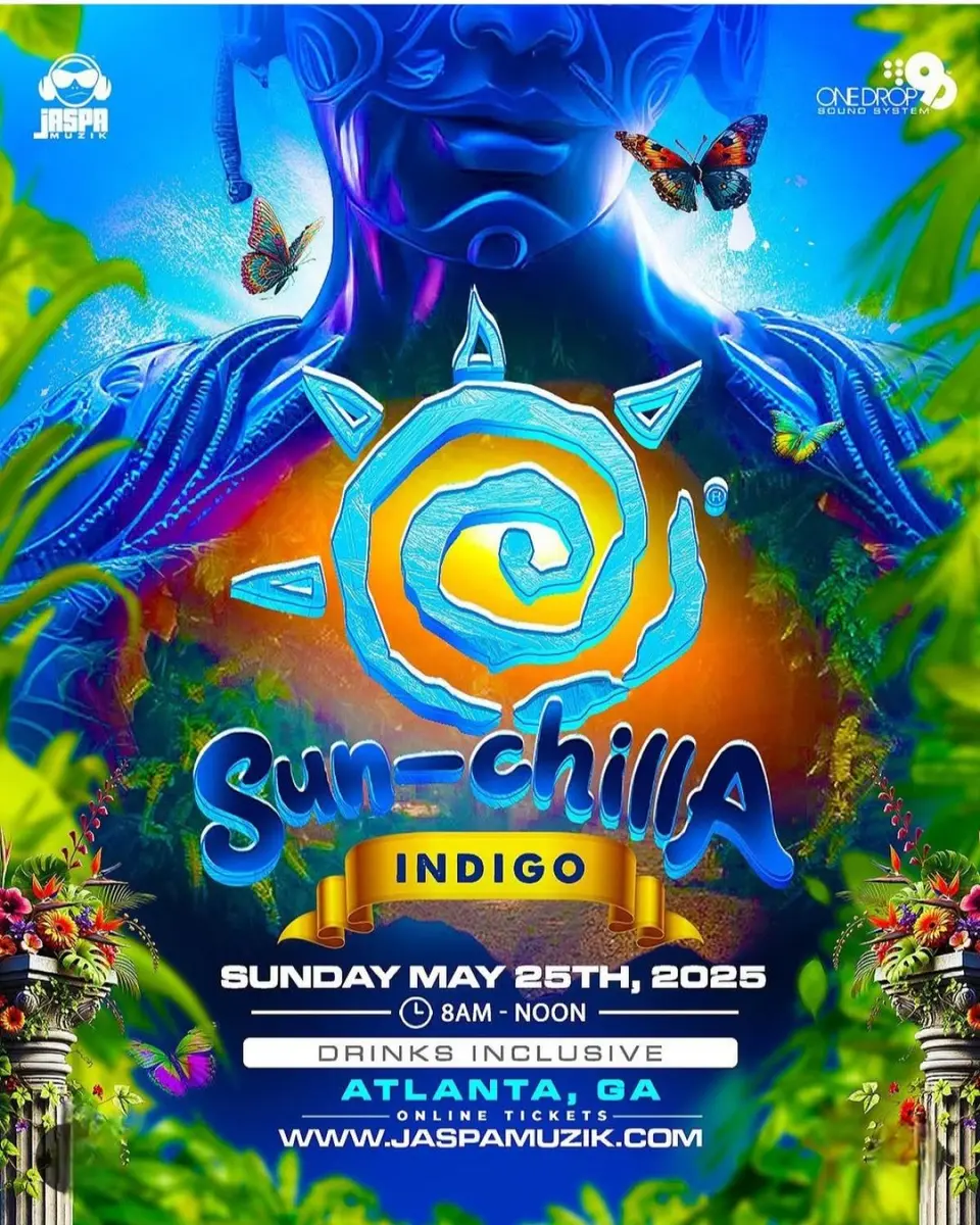 Sun-chilla Indigo flyer or graphic.