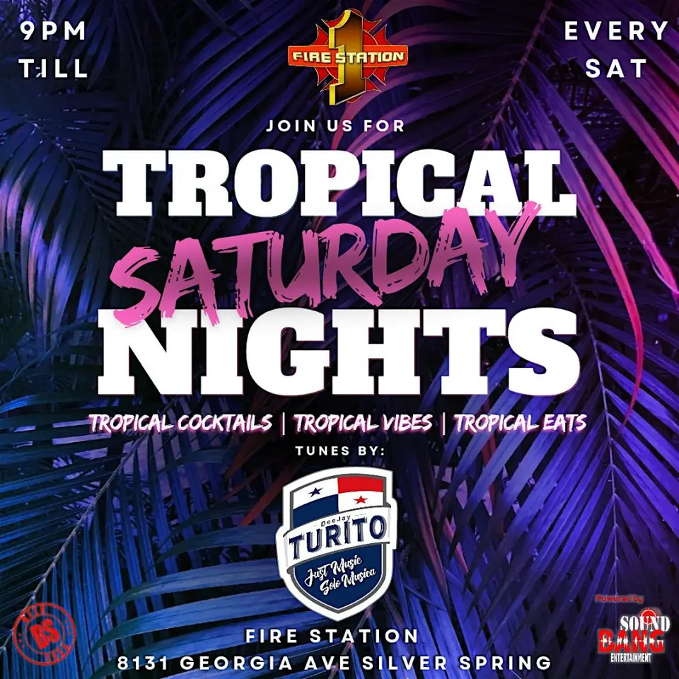Tropical Saturday Nights flyer or graphic.