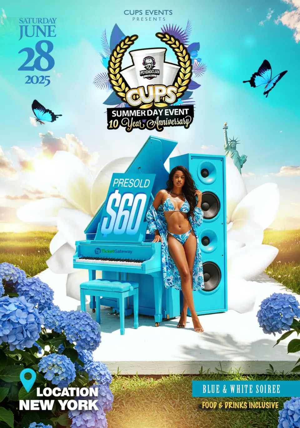 CUPS Summer Event NYC (Blue & White) flyer or graphic.