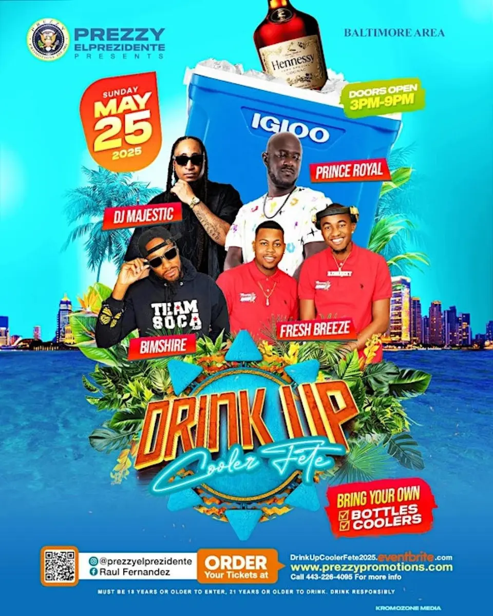 Drink Up Cooler Fete flyer or graphic.
