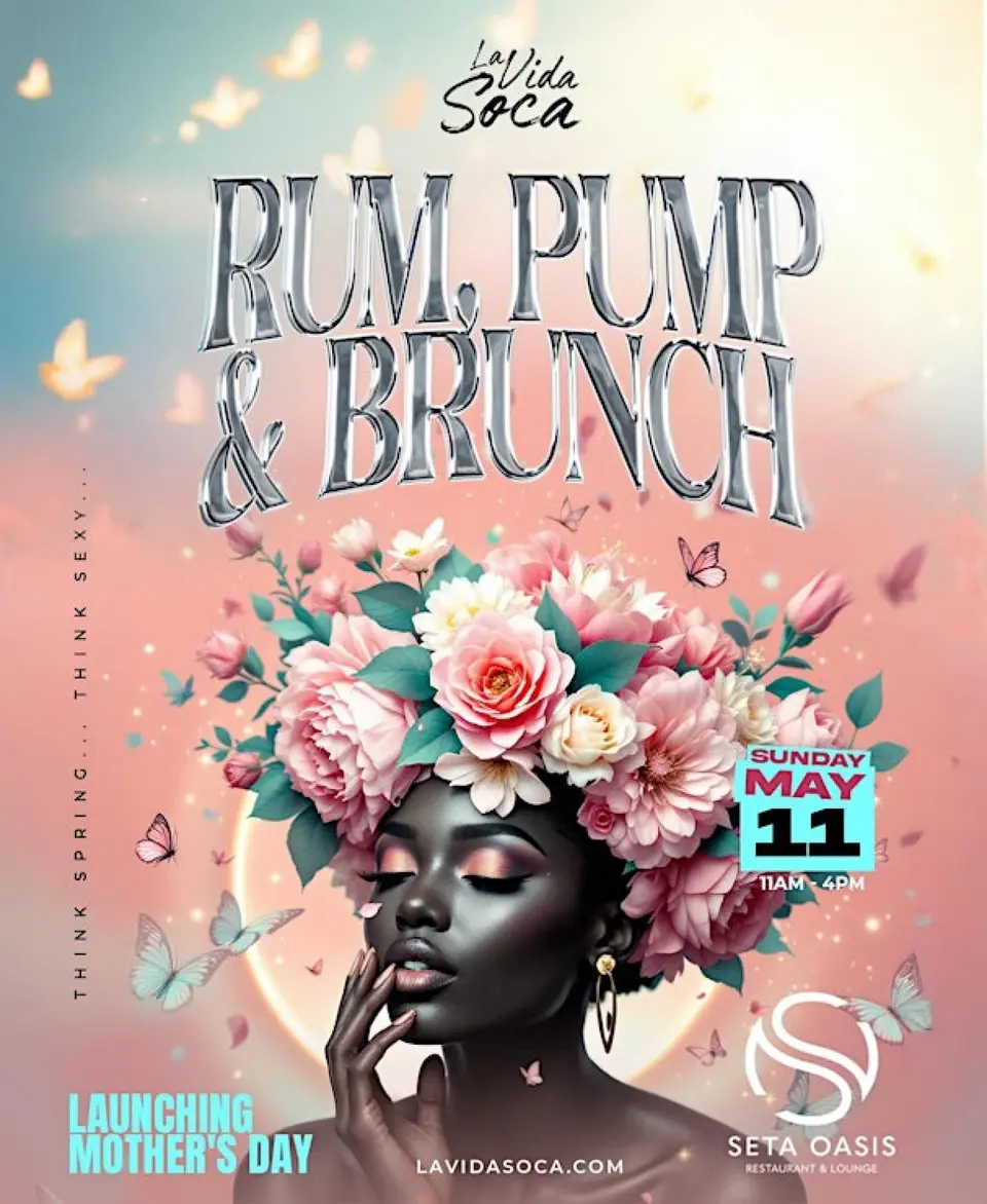 Rum, Pump & Brunch flyer or graphic.