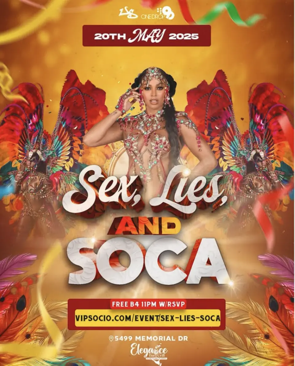 Sex, Lies & Soca  flyer or graphic.