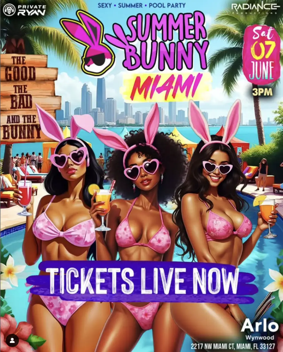 Summer Bunny flyer or graphic.