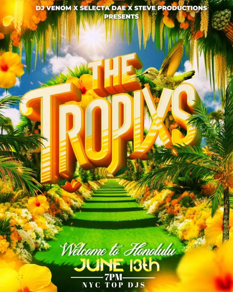 The Tropixs " Welcome To Honolulu" flyer or graphic.