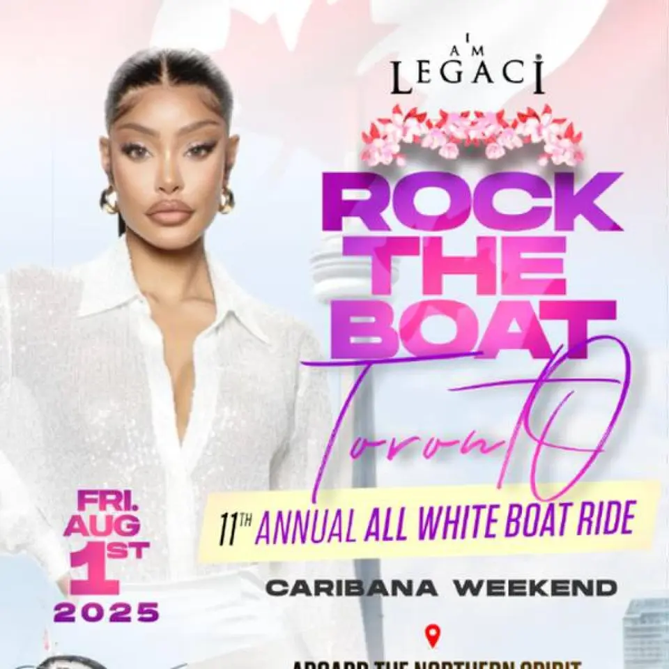 Rock The Boat: Toronto’s Ultimate All White Caribana Cruise flyer or graphic.