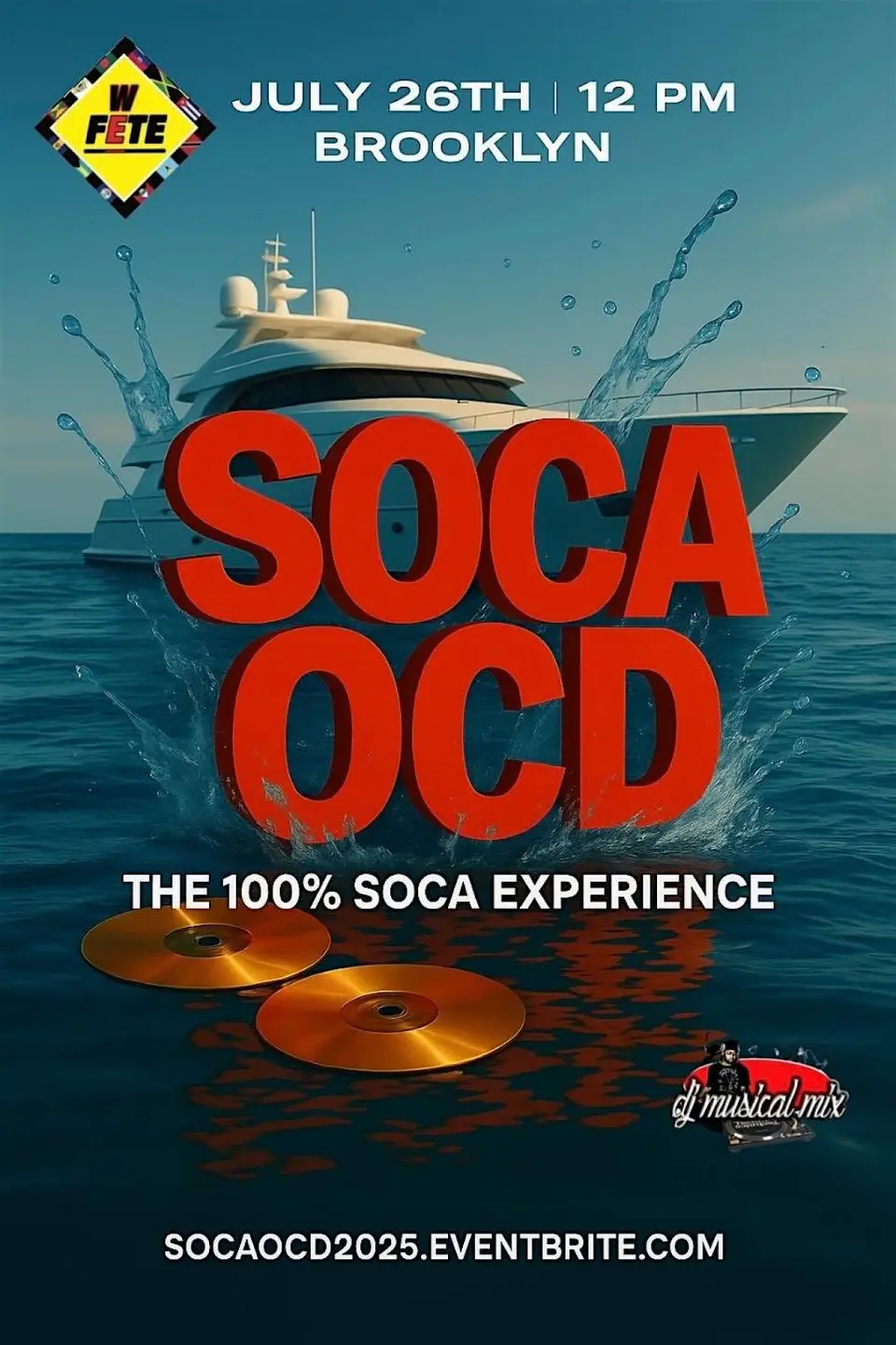 Soca OCD Boatride 2025 flyer or graphic.