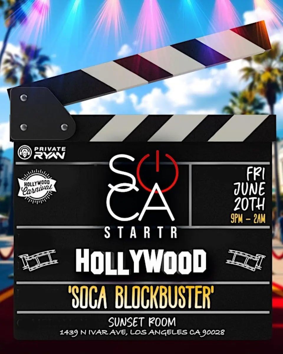 Soca Starter Hollywood Carnival flyer or graphic.