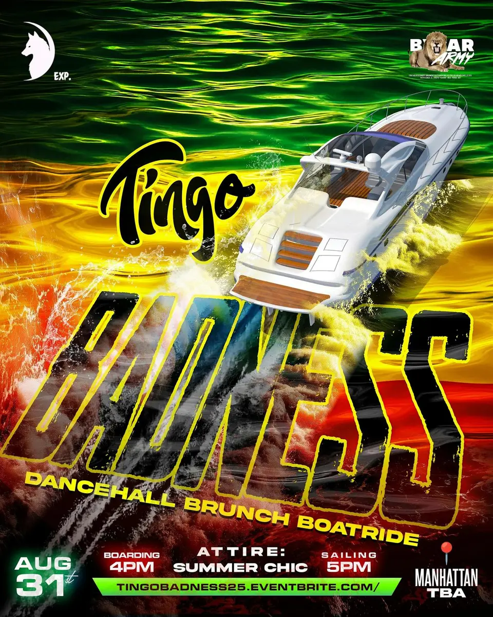 Tingo Badness: Dancehall Boatride flyer or graphic.
