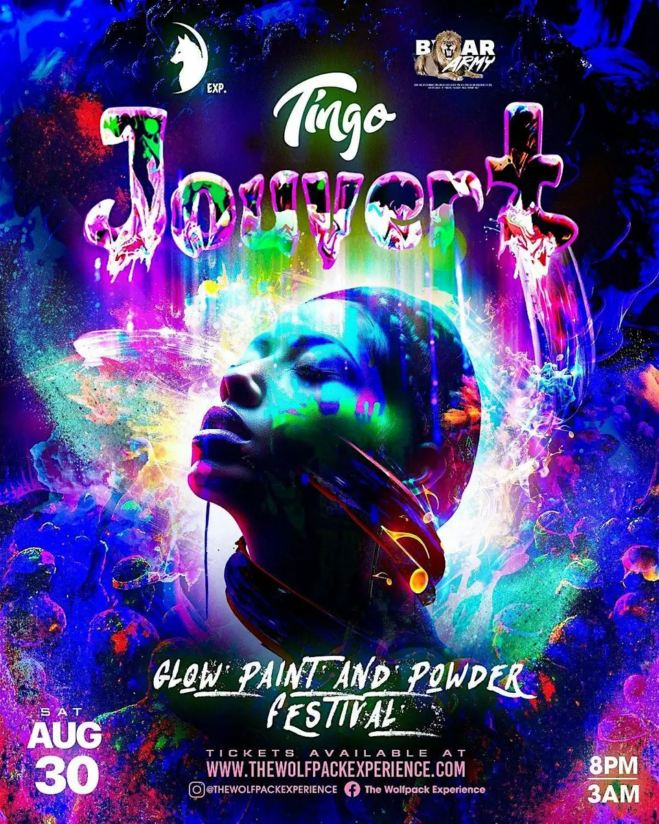 Tingo Glow Jouvert flyer or graphic.