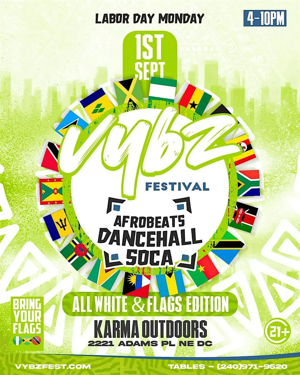 Vybez Festival DC Labor Day Block Party flyer or graphic.