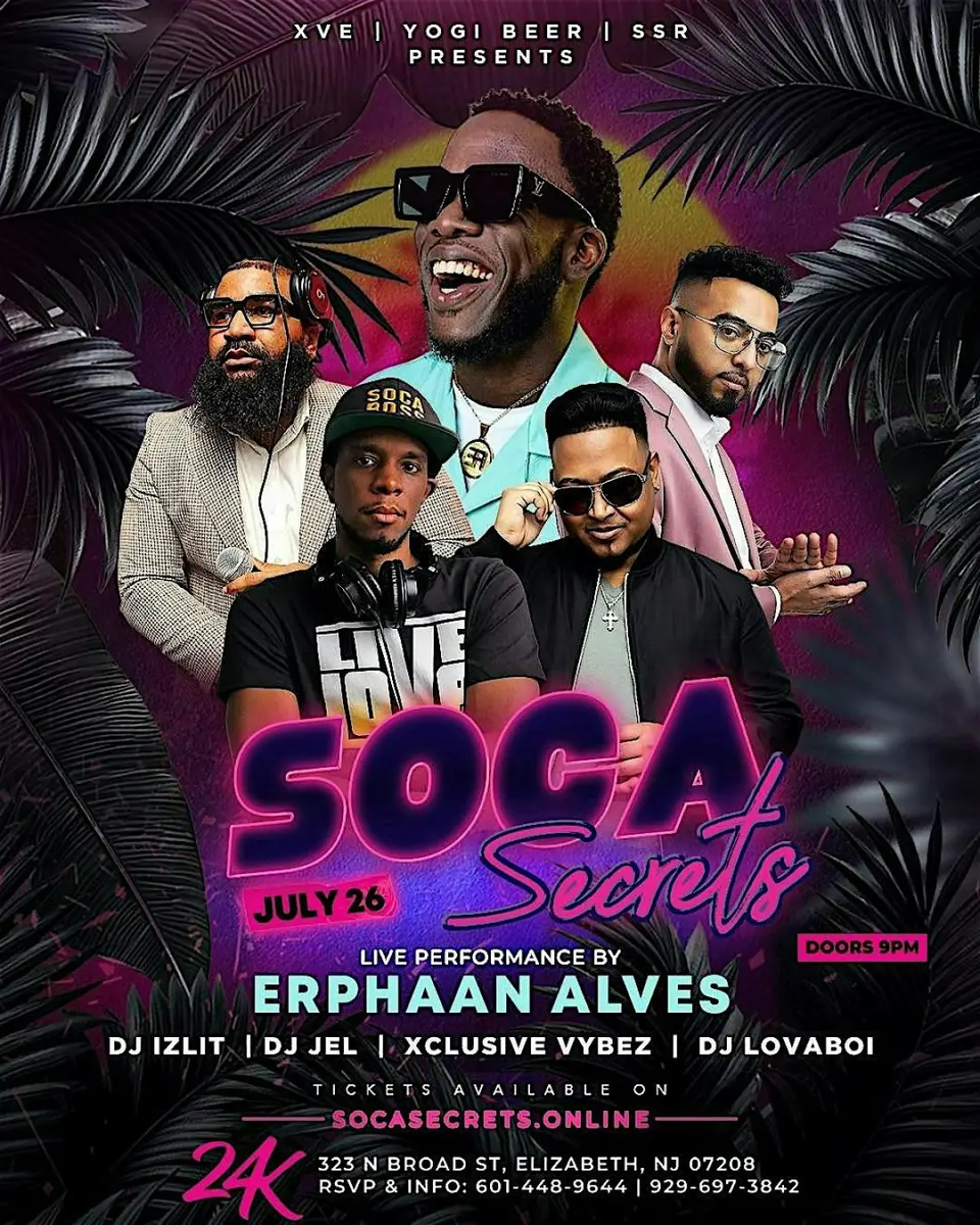 Soca Secrets flyer or graphic.