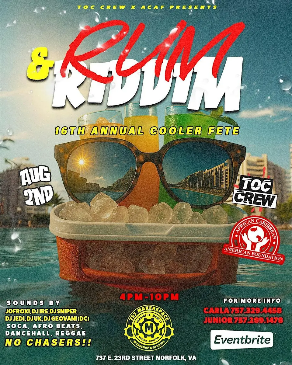 Rum & Riddim Cooler Fete flyer or graphic.