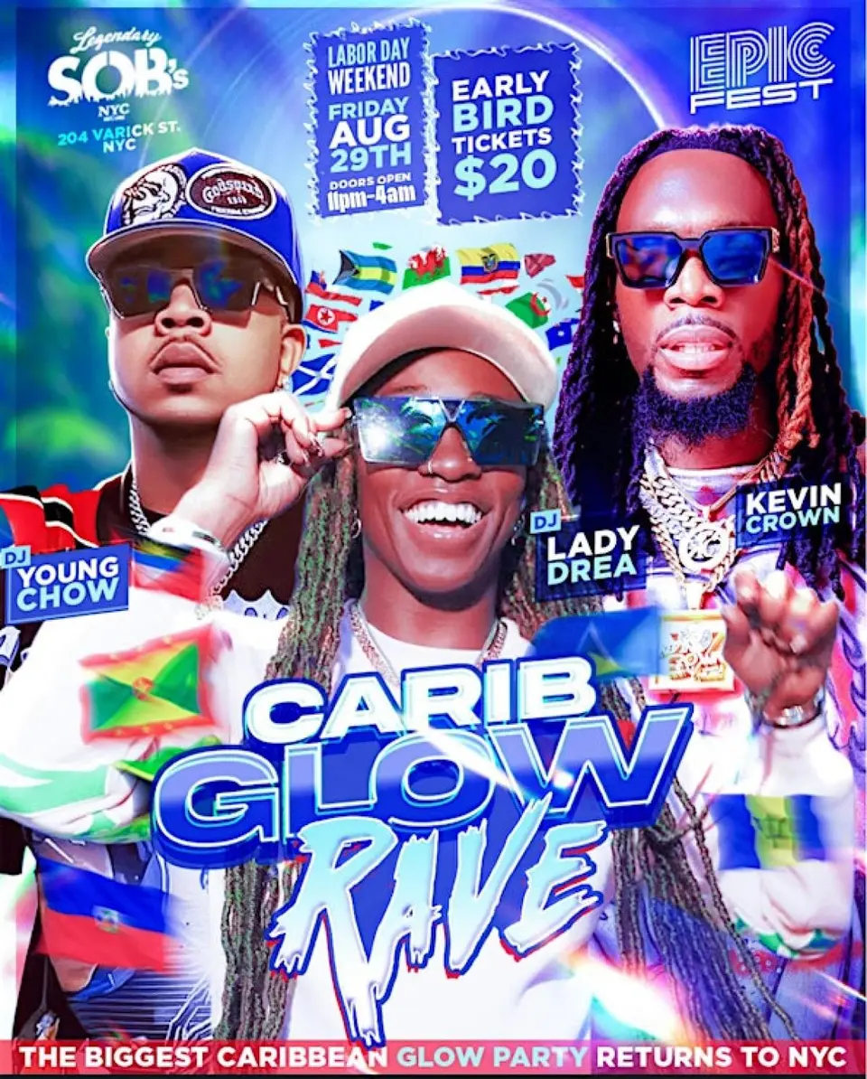 Carib Glow Rave flyer or graphic.