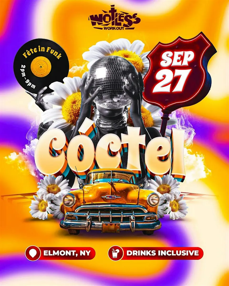 CÓCTEL Fete in Funk flyer or graphic.