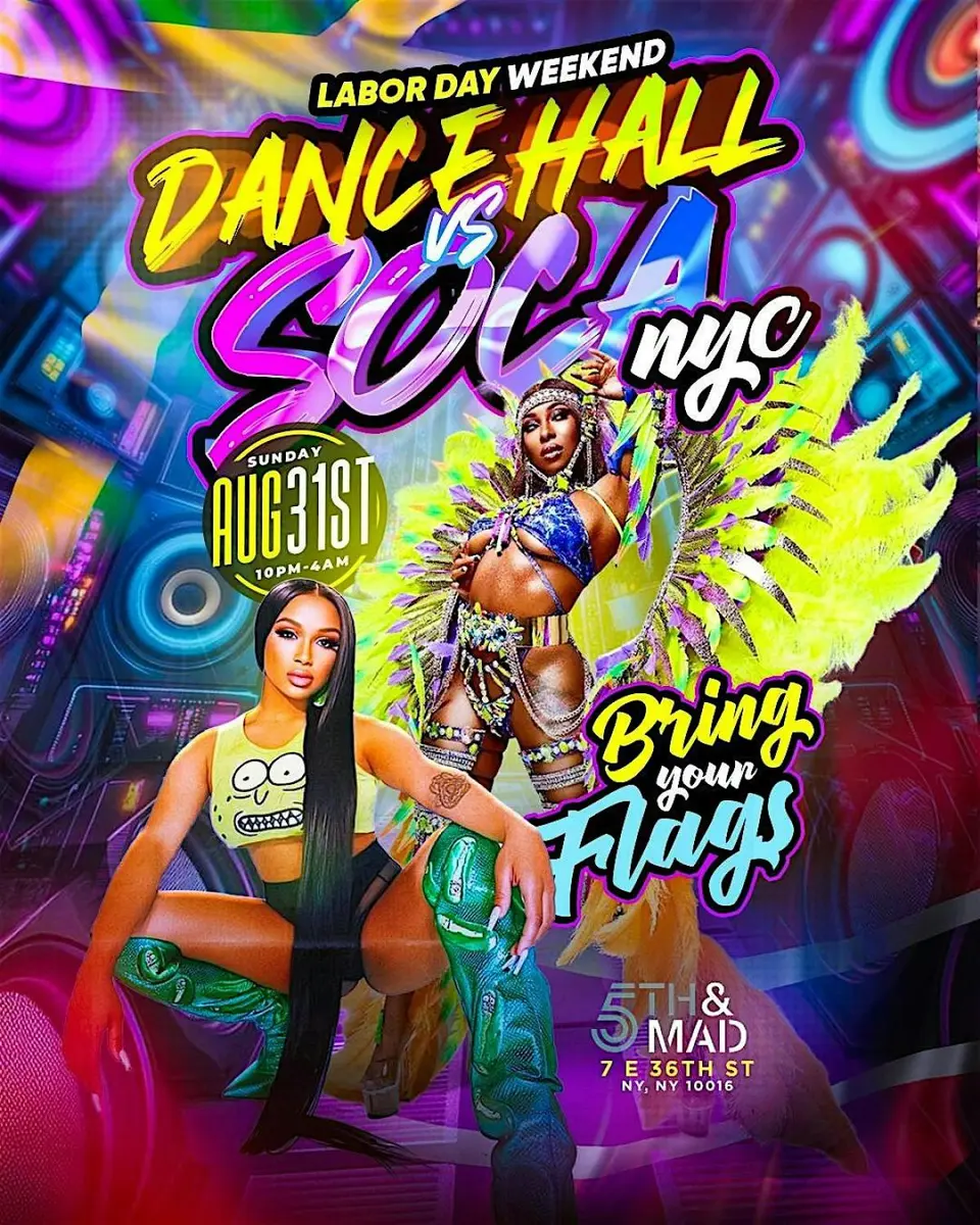 Dancehall vs Soca flyer or graphic.