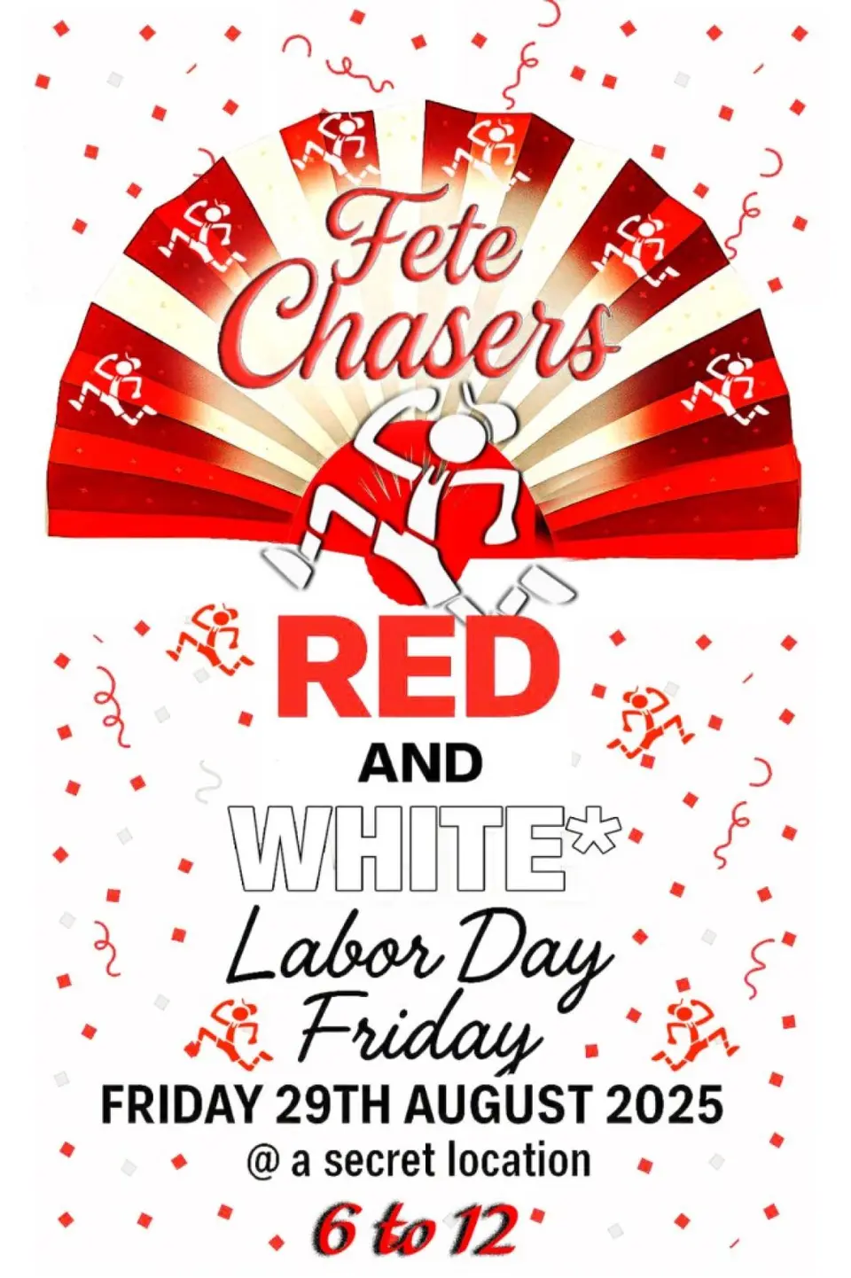 Fete Chasers Red & White flyer or graphic.