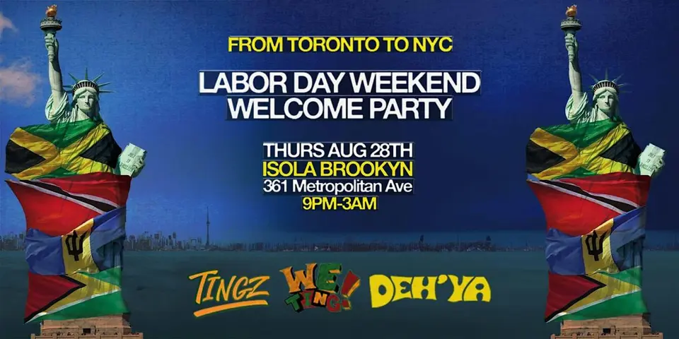 Labor Day Weekend Welcome Party flyer or graphic.