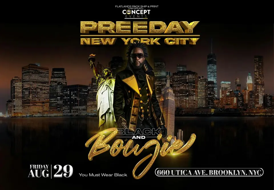 Preeday - Black and Boujie flyer or graphic.