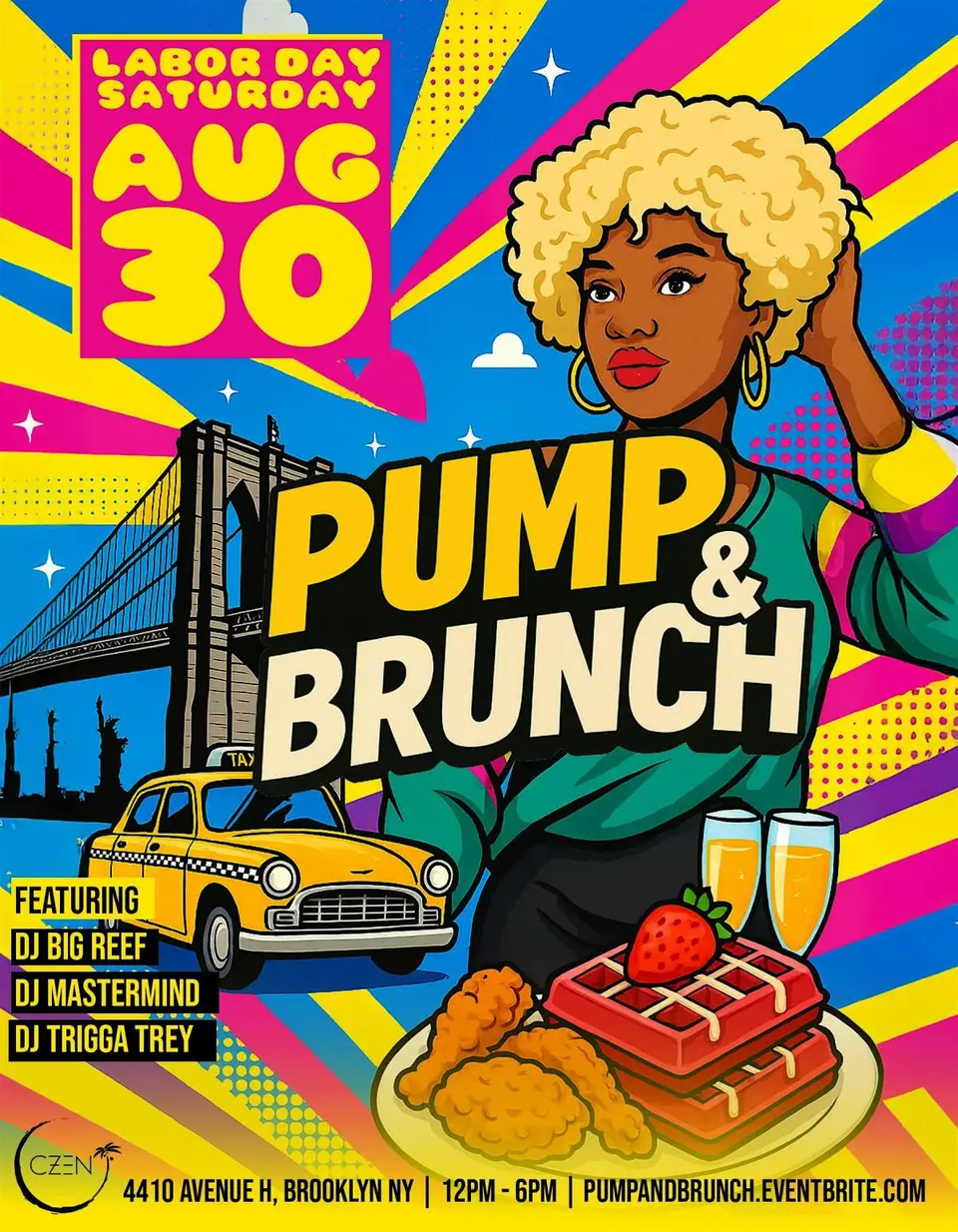 Pump & Brunch NYC flyer or graphic.