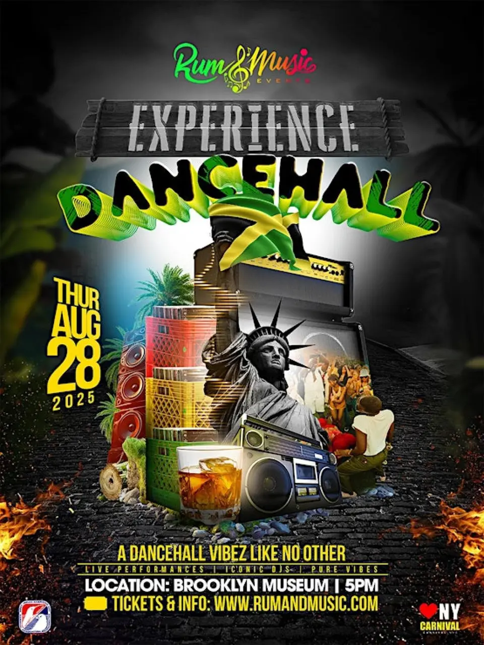 Rum and Music - Experience Dancehall flyer or graphic.