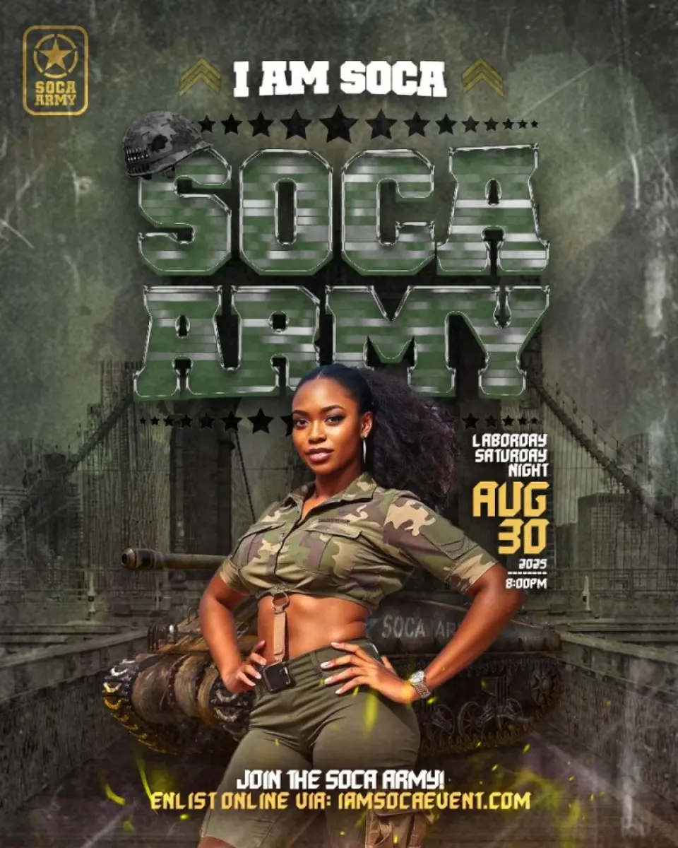 Soca Army - I am Soca NYC flyer or graphic.
