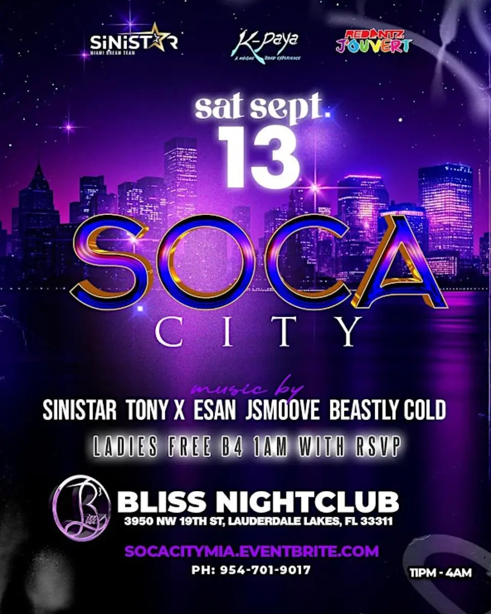 Soca City flyer or graphic.