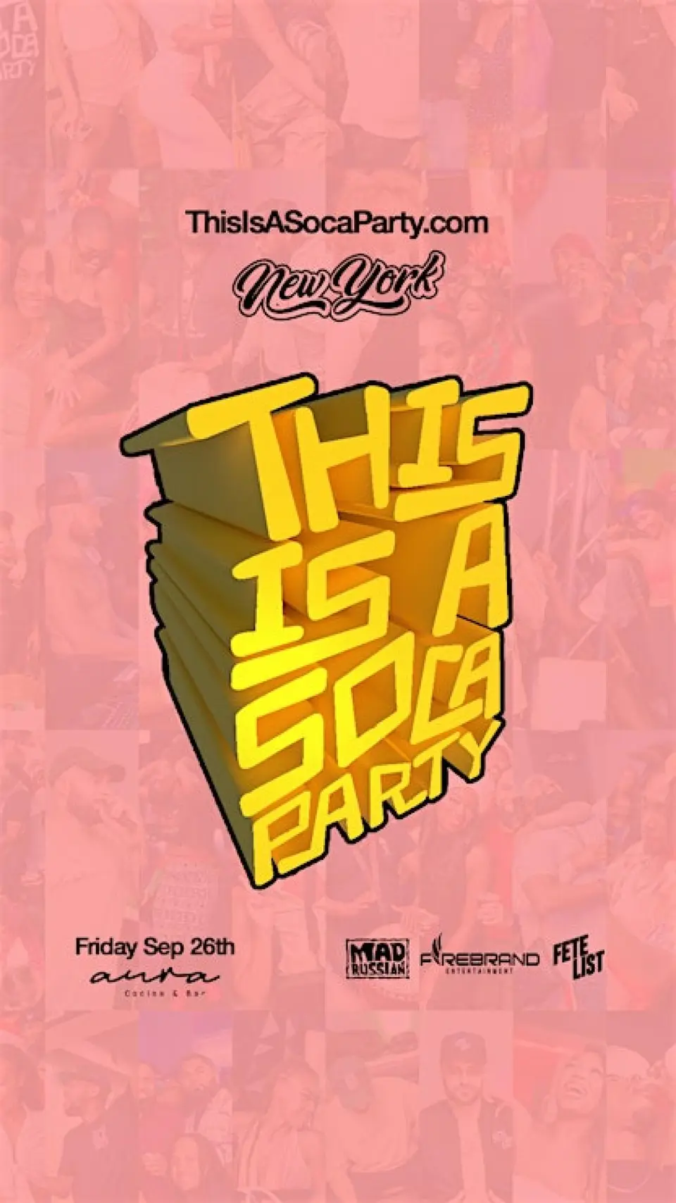 This is a SOCA Party - NYC September flyer or graphic.