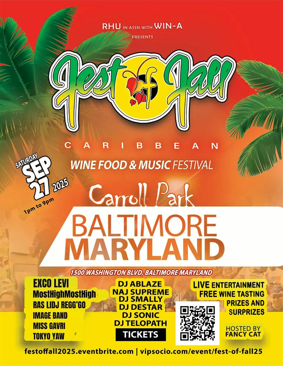 Fest if Fall 2025: Caribbean, Wine, Food & Music Festival flyer or graphic.