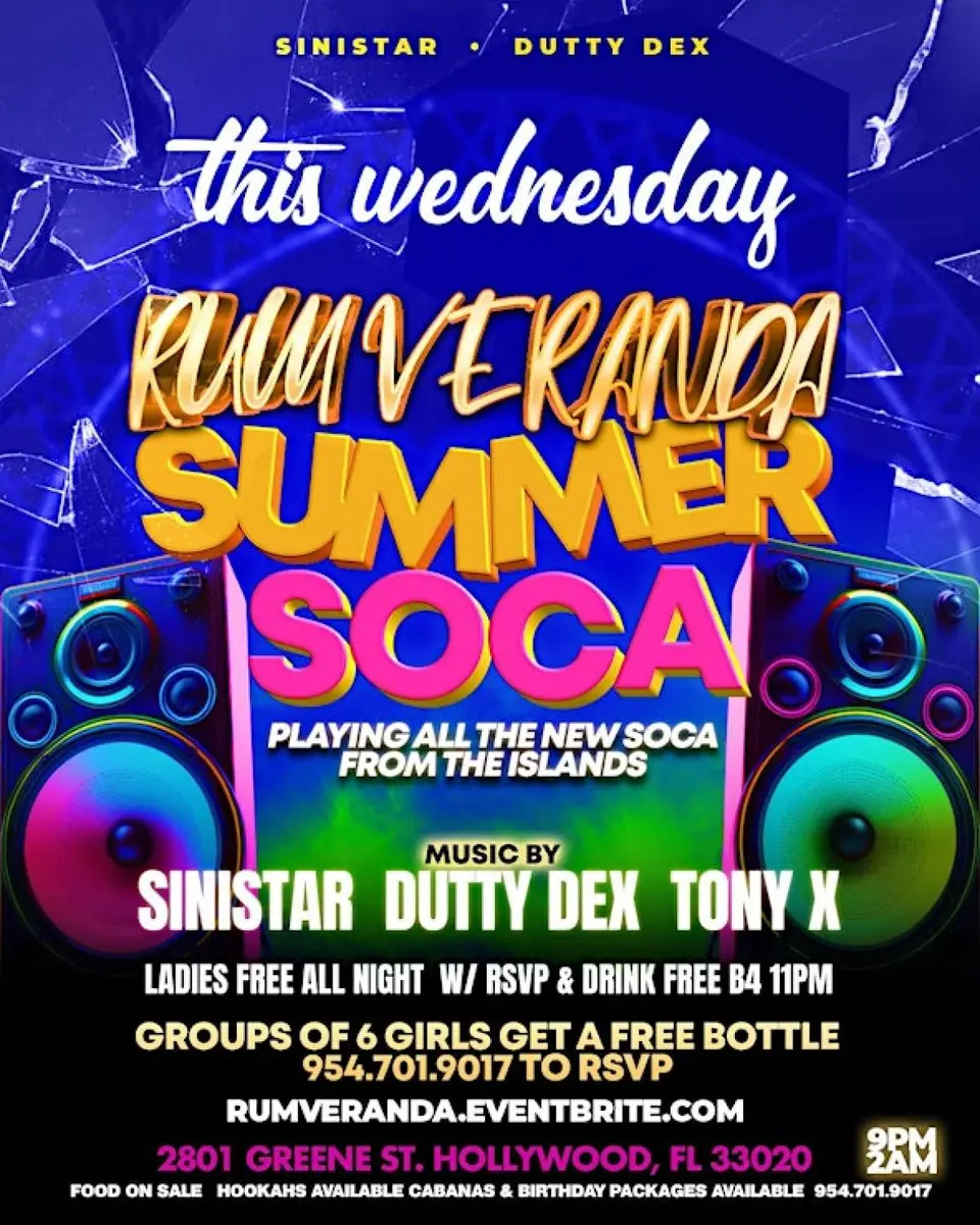 Rum Veranda - Summer Soca flyer or graphic.
