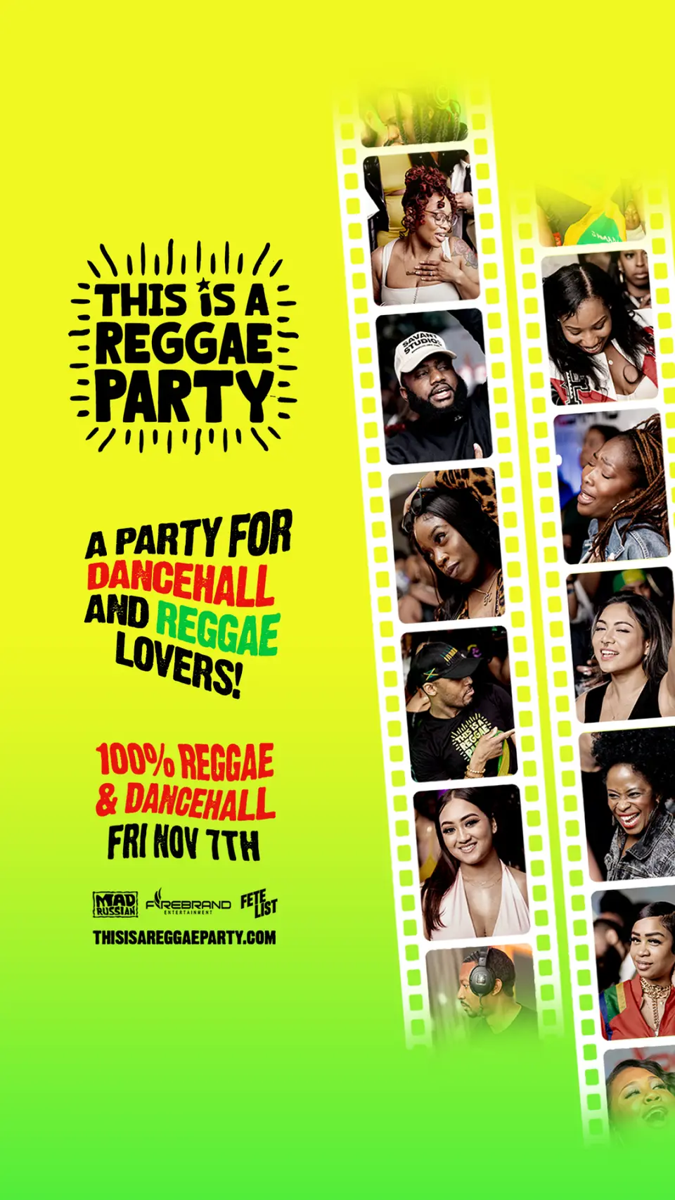 This is a REGGAE Party - NYC November flyer or graphic.