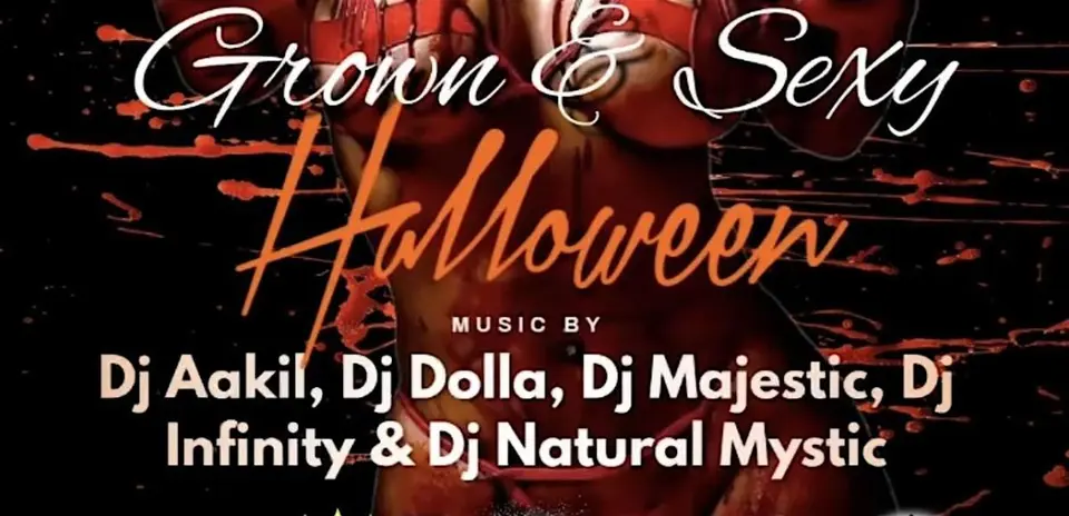 Grown and Sexy Halloween Party flyer or graphic.