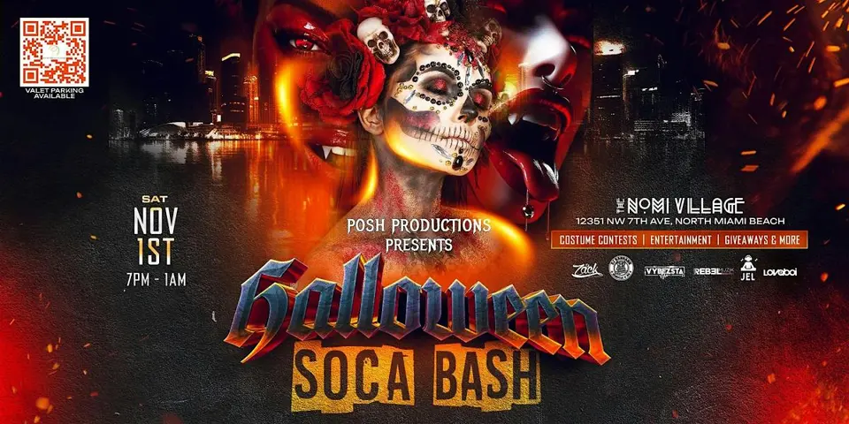 Halloween Soca Bash! flyer or graphic.