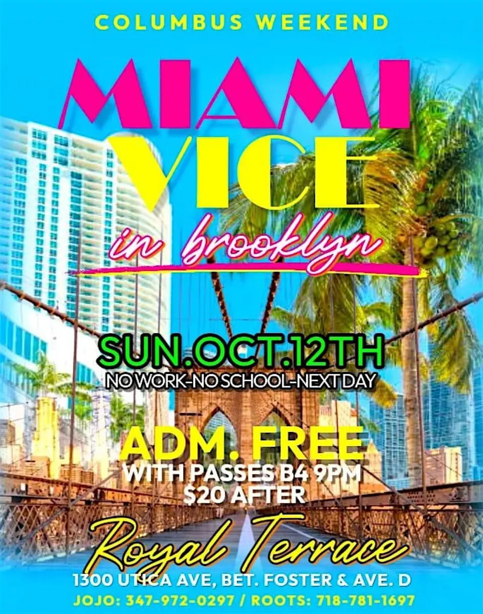 Miami Vice In Brooklyn flyer or graphic.