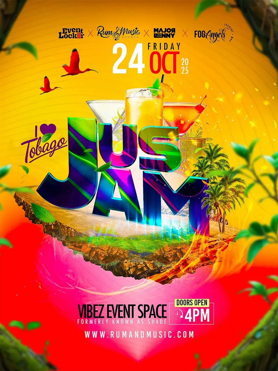 Rum and Music | Jus Jam Tobago flyer or graphic.