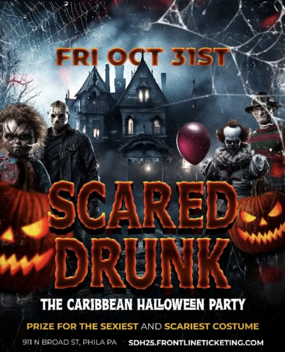 Scared Drunk The Caribbean Halloween Party flyer or graphic.