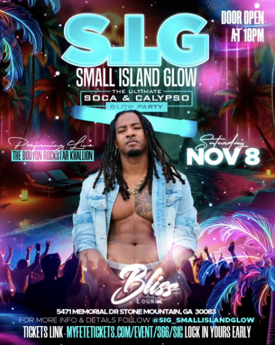 Small Island Glow flyer or graphic.