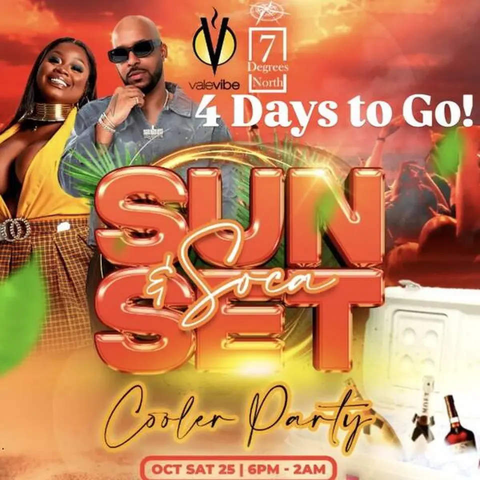 Sunset and Soca Cooler Party flyer or graphic.