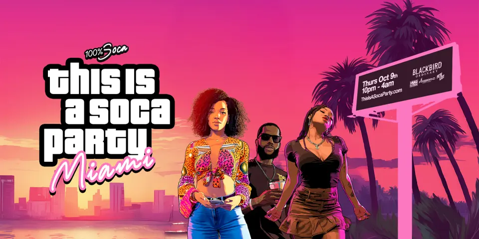 This is a SOCA Party - MIAMI Oct flyer or graphic.