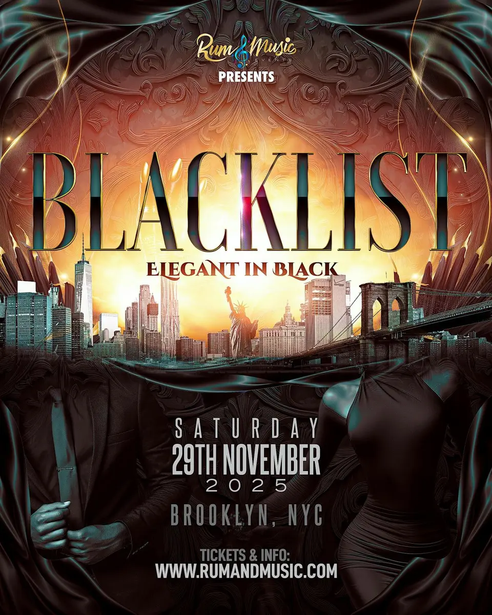 Blacklist "Elegant in Black" flyer or graphic.