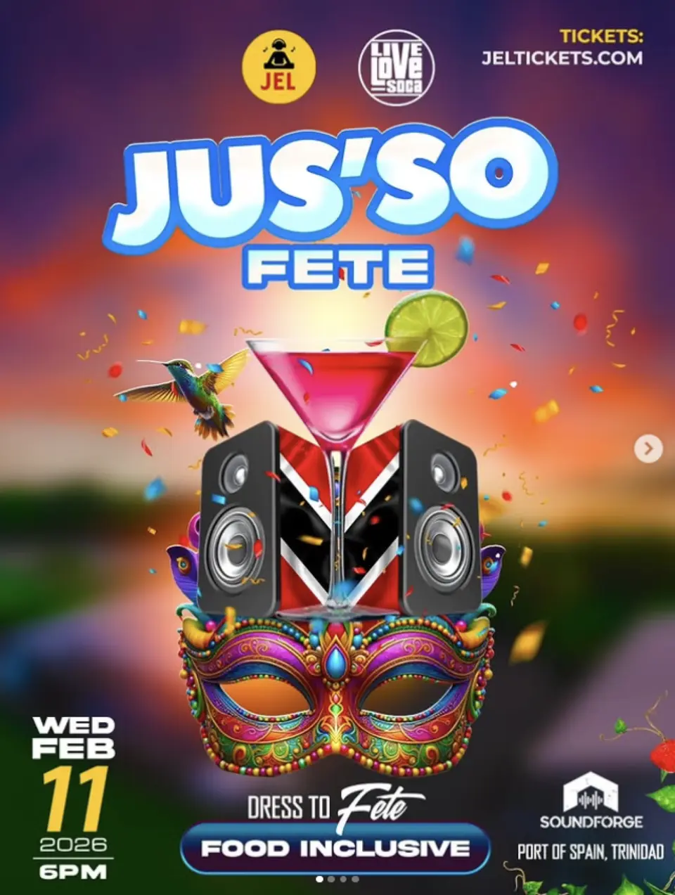 Jus'so Fete flyer or graphic.