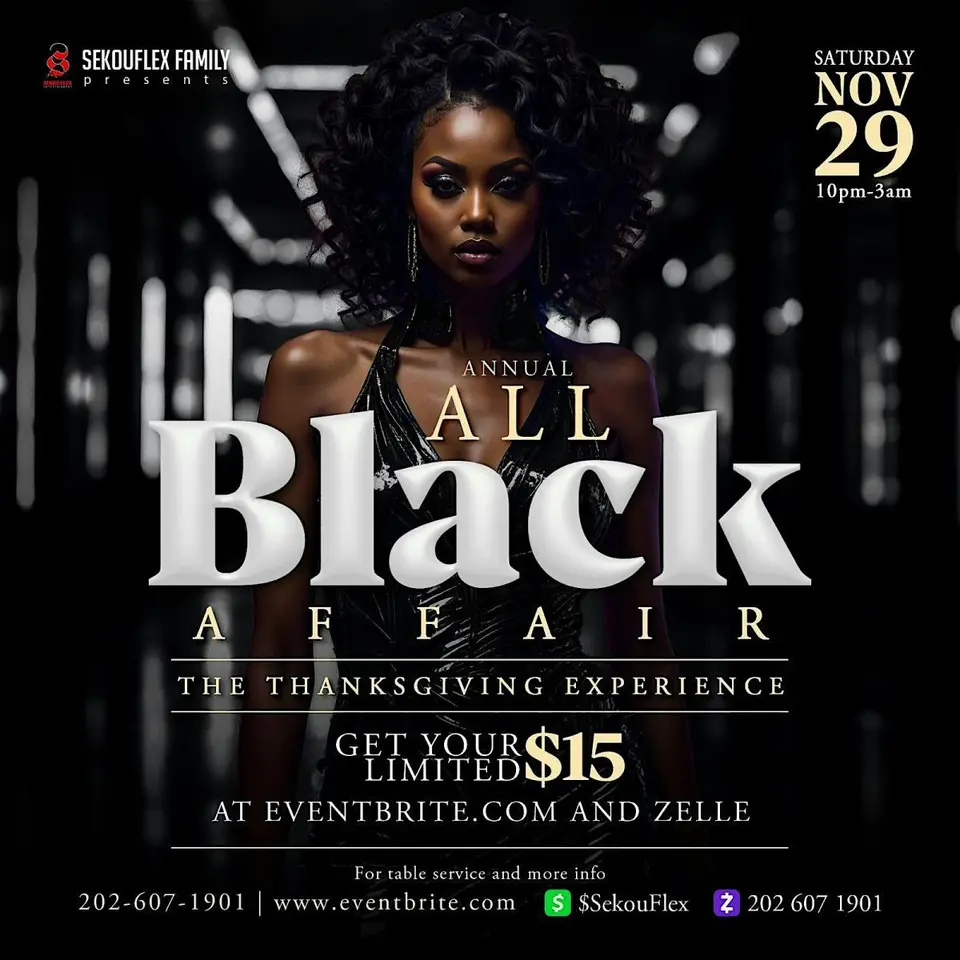 The Annual All Black Affair [Thanksgiving Fete Experience] flyer or graphic.