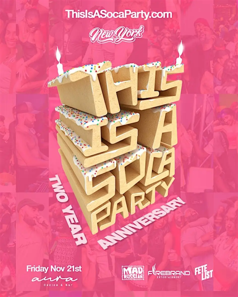 This is a SOCA Party - Two Year Anniversary flyer or graphic.