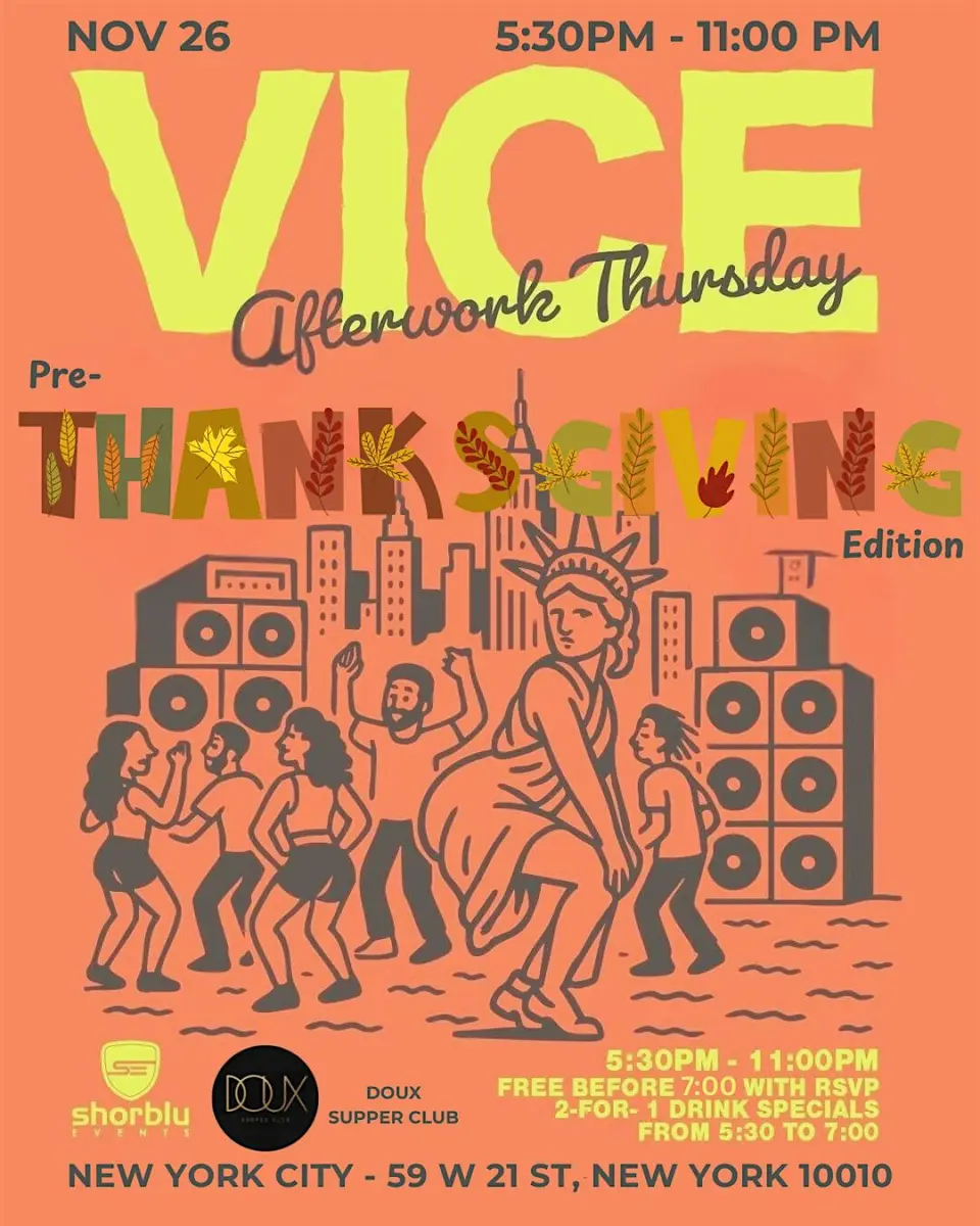 Vice After Work Thursday flyer or graphic.