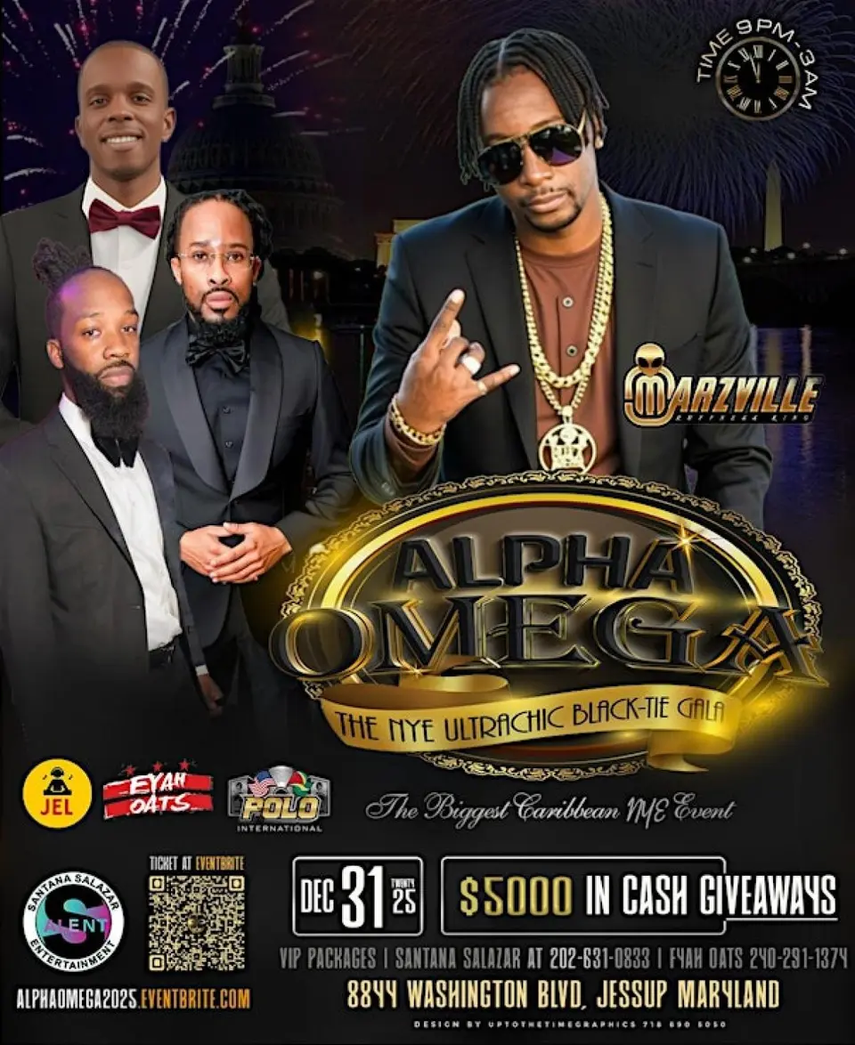 Alpha Omega - The Biggest Caribbean NYE Event flyer or graphic.