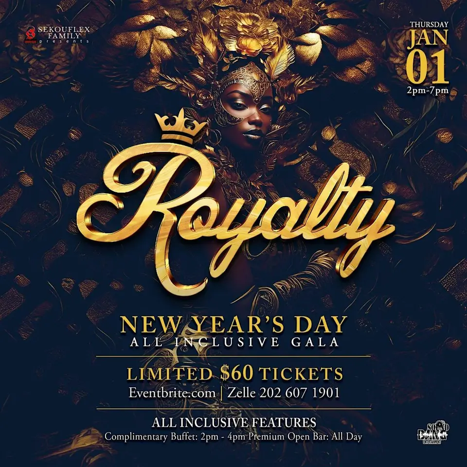ROYALTY New Year's Day flyer or graphic.