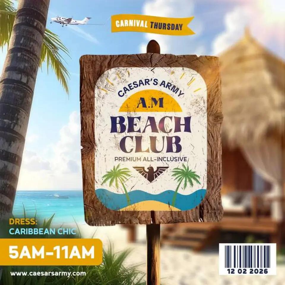 A.M. Beach Club flyer or graphic.